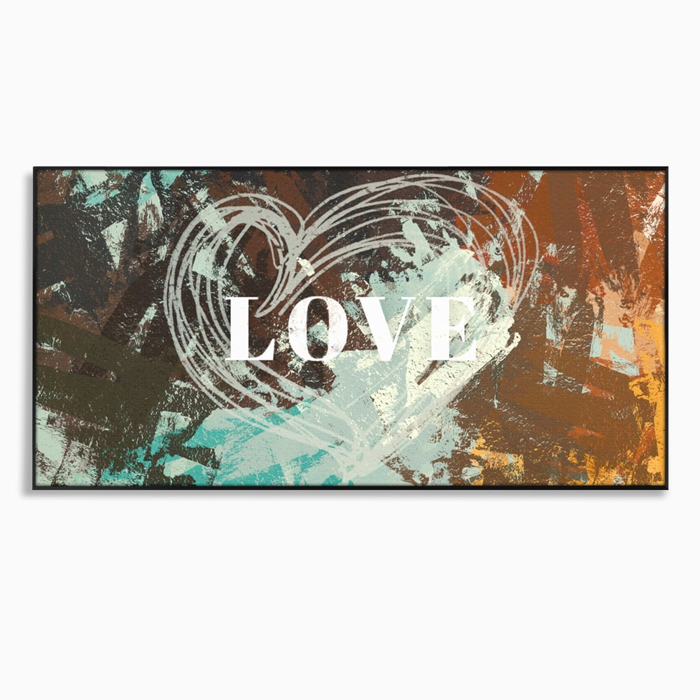 Tablou canvas cu tablou canvas cu inima desenata si text, in rama de aluminiu negru